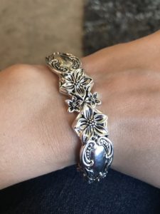 Silver bracelet inspired by spoon jewelry