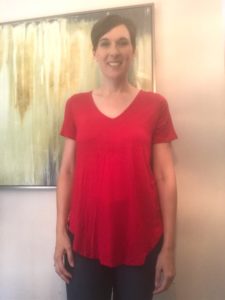 Nadine West Month 1 Review, comfy red t-shirt